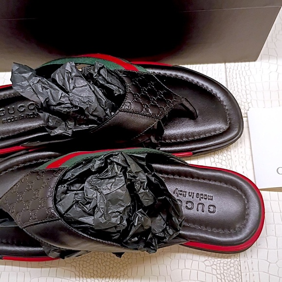 Brand New Unused Rare Gucci Leather Thong Slide 'Black' 268670 A9LA0 1061 (G8.5) - Picture 6 of 16